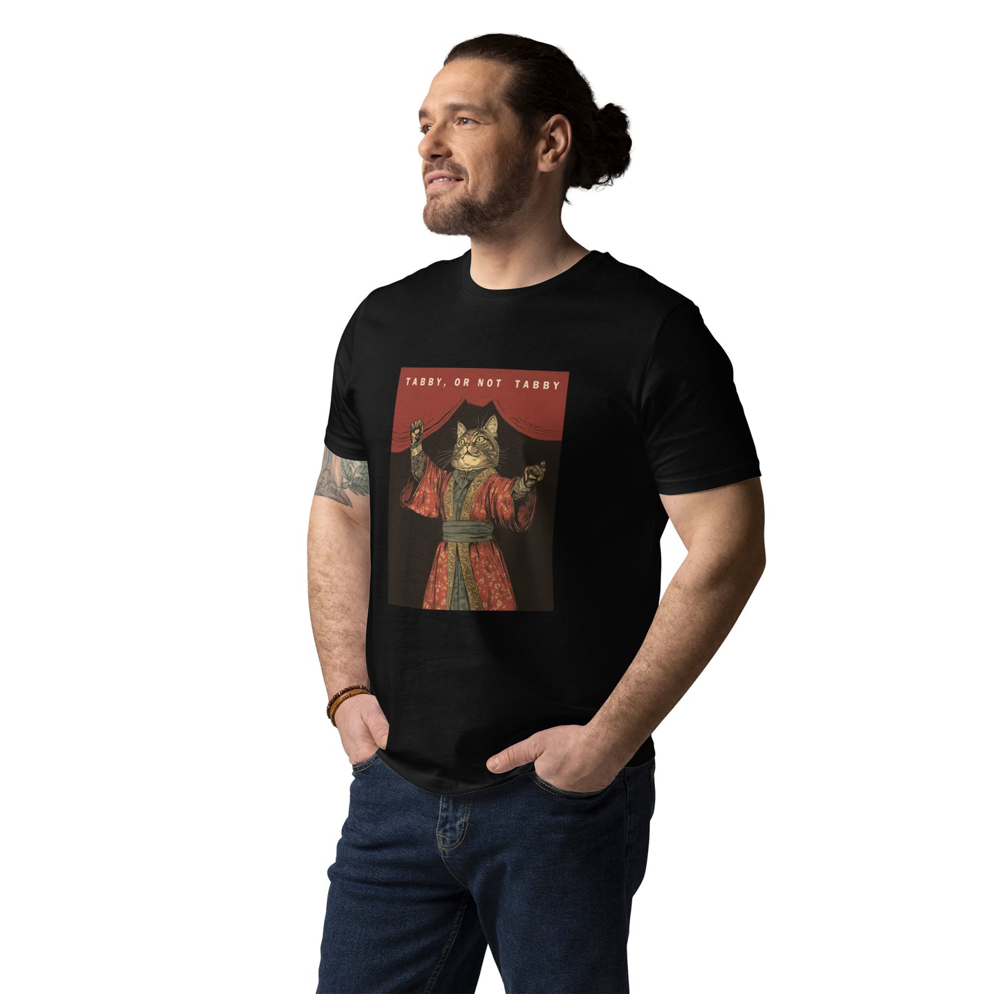 'TABBY, OR NOT TABBY' BLACK PURR AND PUN Unisex organic cotton t-shirt
